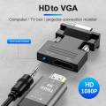 New VGA to HDMI converter adapter support 1080p HDMI to VGA adapter for PC laptop to HDTV projector video audio converter. 