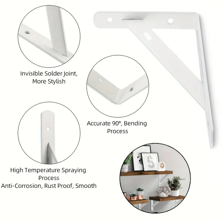 5.91x%203.74%20inch%202%20Pcs%20Heavy%20Duty%20Shelf%20Brackets%20,%20Floating%20Shelves%20White%20Triangle%20Shelf%20Brackets,%2090%20Degree%20Angle%20Wall%20Mounted%20-%20Image%207