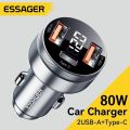 Essage 80W Car Charger USB Type C Dual Port USB Phone Charger PD Fast Charging For iPhone 13 Xiaomi Samsung iPad Laptops Tablets. 