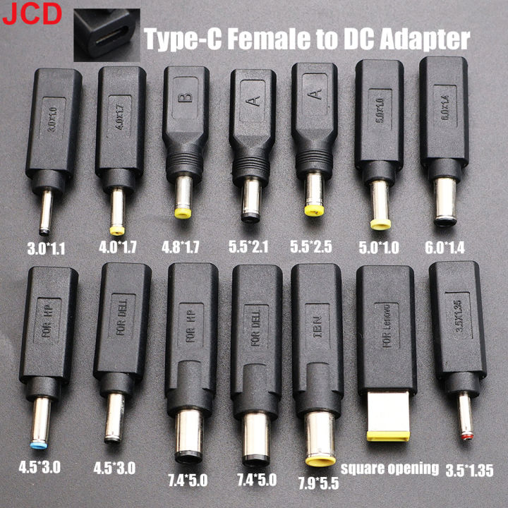 1P USB Type-C Female To DC 7.4x5.0 4.5x3.0 5.5x2.5 5.5x2.1 Male Plug Power Connector Laptop Adapter Converter For   