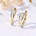 Dazzling Geometric White Zircon Hoop Earrings for Women Exquisite Fashion Engagement Wedding Earrings Jewelry.