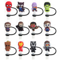 Marvel DC superheroe Straw Cover Cap for Reusable Drinking Dust Cap Glas Cup Accessories,Straw Toppers 10mm Silicone Straw Cover. 