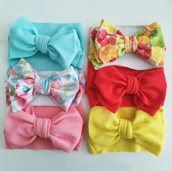 pack%20of%203/5/6%20newborn%20baby%20girls%20hairbands%20bow%20knitted%20soft%20hairbands%20baby%20hair%20accessories%20-%20Image%202