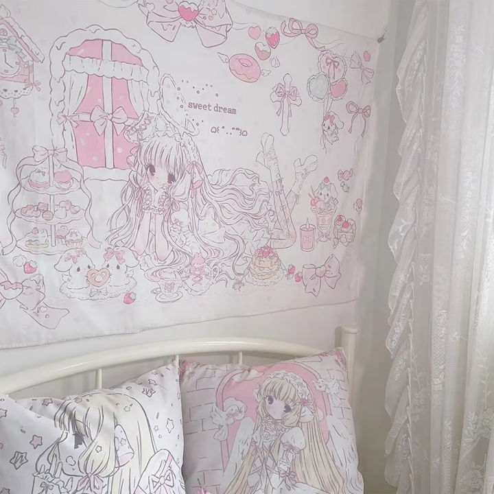 VIKAMA%20Sweet%20Dream%20Tapestry%20Cake%20Bow%20Pink%20Purple%20Heart%20Bedroom%20Girl's%20Room%20Decor%20Dreamy%20Healing%20Style%20Wall%20Decoration%20-%20Image%205