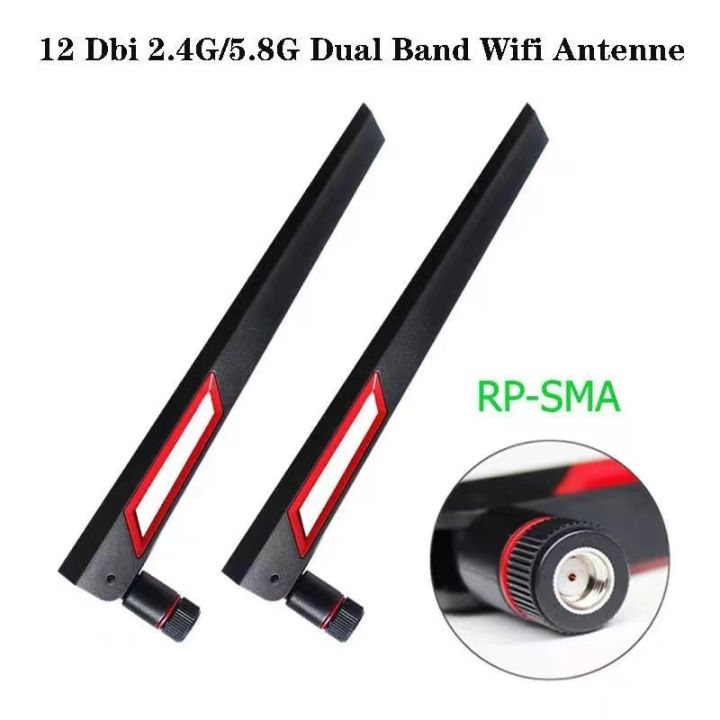 Antennes WiFi SMA Mâle 12dBi Double Bande 2.4GHz/5GHz - Lot De 2, Pliables à 90°, Pour Drone FPV, Caméras, Routeurs