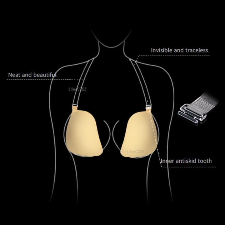 Backless%20Strapless%20Sticky%20Bra%20Invisible%20Wedding%20Underwear%20Push%20up%20Plunge%20Lingerie%20Women's%20Reusable%20Silicone%20Nipple%20Bra%20E%20Cup%20-%20Image%202