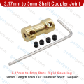 3.17mm to 5mm Shaft Coupler Joint Connector 3.17-5mm Bore Joint Stepper Motor Rigid Coupling 20mm Length 9mm Diameter, Shaft Coupler Connector CNC & 3D Printer Parts.