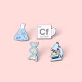 4pcs Science Enamel Pin Microscope Beaker Chemical Molecular DNA Biological Experimental Tool Metal Brooches Badges for Backpack. 