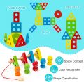 Wooden Stacking Toys, Shape Sorting Board & Wooden Toddler Fishing Toys, Shape Color Recognition Blocks Matching Puzzle Preschool Learning Toys for Kids Boys & Girls. 