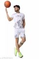 Self printed mountain design Summer tracksuit in white colour. 