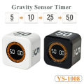 Digital Visual Timer Gravity Sensor Flipping LED Display 4 Preset Time Rechargeable Mini Cube Timer for Cooking Study Shower. 