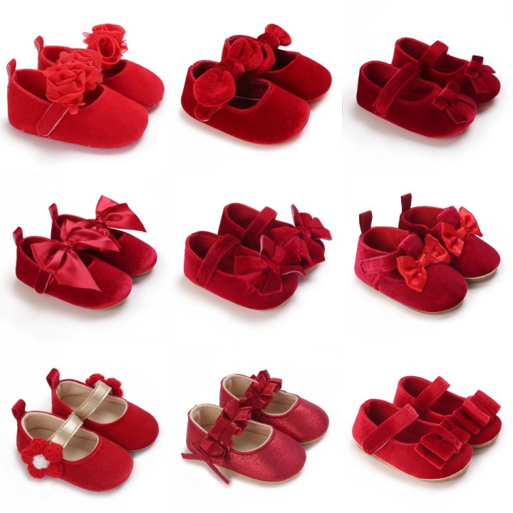 Red Baby Shoes Princess Fashion Sneakers Infant Toddler Soft sole Anti Slip First Walkers 0-1 Year Old Baby Dance Shoes