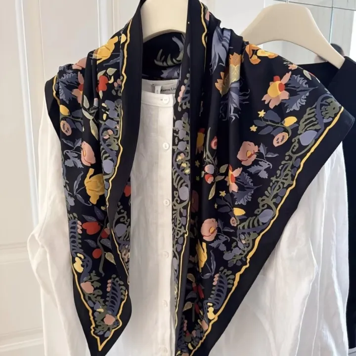 Fashion%20Multi-functional%20Floral%20Triangle%20Scarf%20Matching%20Pants%20Silk%20Satin%20Women's%20Necktie%20Decorative%20Headscarf%20Summer%20-%20Image%205