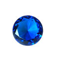Blue Crystal Glass Diamond Paperweight 4" Diameter (100mm).