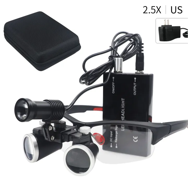 Dental%20Loupes%202.5/3.5x%20Magnifier%20Lab%20Medical%20Magnification%20Binocular%20Magnifier%20Headlight%20Headlamp%205W%20Spot%20Light%20With%20Battery%20-%20Image%204