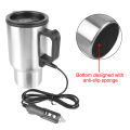 Vehicle Heating Cup Stainless Steel Electric Heating Car Kettle Water Coffee Milk Thermal Mug 12V 450ml Camping Travel Kettle.