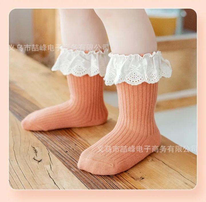 2/1%20Pairs%20Girl%20Socks%20Ruffle%20Baby%20Spring%20Summer%20Children's%20Princess%20Socks%20Lace%20Cotton%20Medium%20Tube%20Autumn%20Girl%20Socks%20Baby%20-%20Image%206