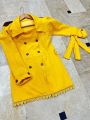 Button With Lace Attached Fleece Coat With Long Fleece Belt (mina). 