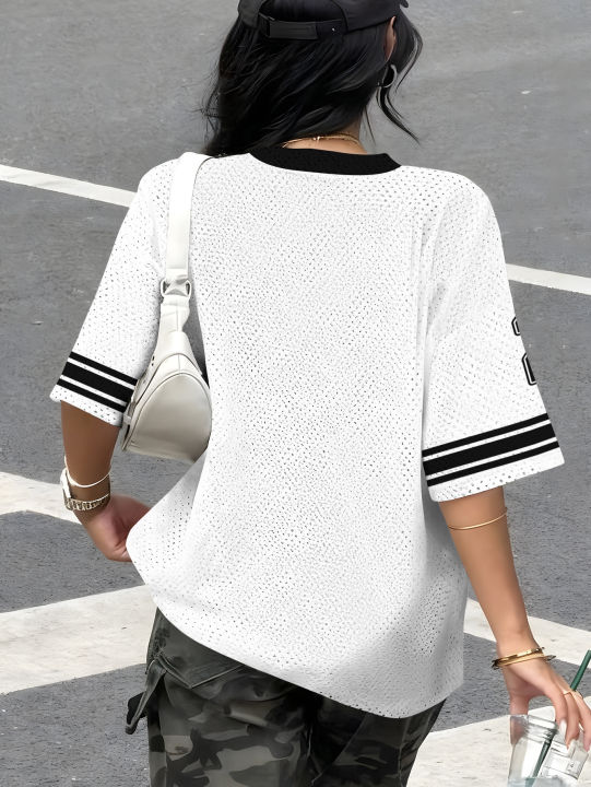 2026%20Summer%20New%20Retro%20Enjoy%20Freedom%20No.21%20Print%20T-Shirt%20For%20Women%20V-Neck%20Short%20Sleeve%20Sports%20Football%20Jersey%20Y2K%20Oversized%20Tops%20-%20Image%202