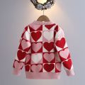 Girls' Sweater Thickened Autumn/Winter New Fashionable Western Style Children's Knitted Sweater Girls' Top Sweet and Cute.