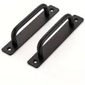 2pcs Barn Door Handles, Sliding Door Handle, Black Cabinet Handles, Door Pull Handle, Aluminum Alloy Door Pulls with Plate. 