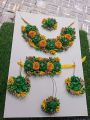 *Artificial Flower Jewelry Set*
*Choker Necklace, Earrings, Martha Tikka and 1 Hand Bracelet Attached With Adjustable Ring*
*13 color veriations*
*Wedding Occasion*. 