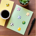500Pcs/Roll Colorful Footballs Soccers Sport Stickers 2.5cm/1.0'' 16 Designs Decals Diy Adorn  for Various Packaging. 
