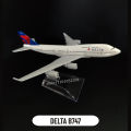 Scale 1:400 Metal Aircraft Replica Delta B747 Plane Boeing Airbus Model Aviation Diecast Miniature Art Kids Toys for Boys. 