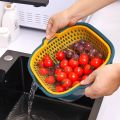Vegetable and Fruit Washing Basin Has 2 Layers, Used for Washing (Assorted Colors), Designed to Be Used in a Convenient Way. There Are Drainage Holes at the Bottom *Ready to Ship. 