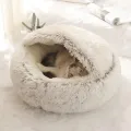 Round Cat Cushion Semi Enclosed Pet Sleep Bags Long Soft Plush 2 in 1 Warms Cats Beds Simple Comfort Warm Puppy Sleeping Nest. 