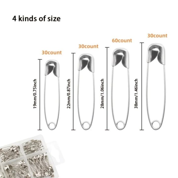 150pcs/box%204%20Sizes%20Metal%20Safety%20Pins%20Rust%20Resistant%20Brooch%20Sets%20for%20Needlework%20DIY%20Sewing%20Tool%20Pin%20Clothing%20Findings%20Accessory%20-%20Image%206