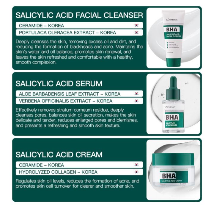 KORMESIC%20BHA%20Salicylic%20Acid%20Skincare%20Set%20%E2%80%93%20Oil%20Control,%20Acne%20Treatment%20&%20Pore%20Minimizer%20(Cleanser%20+%20Serum%20+%20Cream)%20-%20Image%203