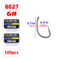 Hirisi 50pcs PTFE Coated High Carbon Stainless Steel Barbed Fish Hook With Eye 8027 Fishing Accessories Spliceable Plastic Box.