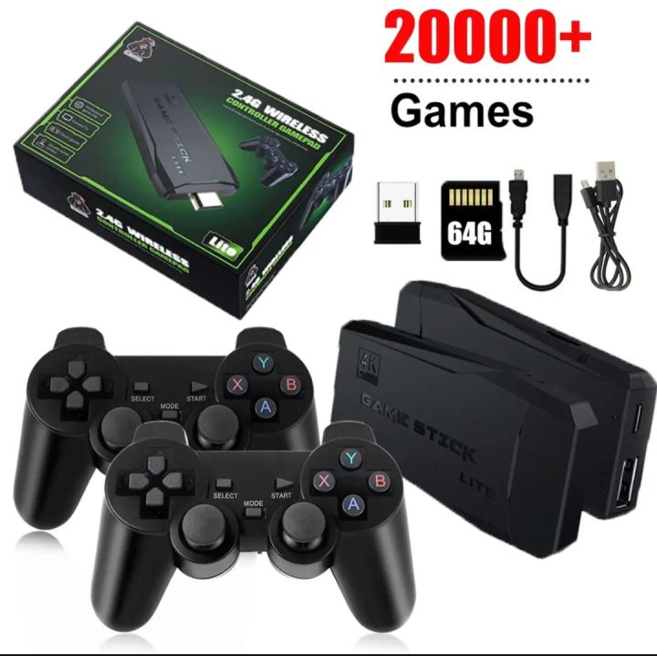 M8 (64GB) HDMI Game Stick Lite Console - 2.4G Wireless Controllers - 4K - 10,000 Video Game Retro Box - Plug and Play
