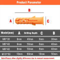 100-400pcs Ribbed Plastic Expansion Pipe M6 M8 M10 Plug plastic pipe Nylon Column Expansion Screw Anchor Plug Wall plugs.