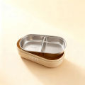 WORTHBUY 304 Stainless Steel Oval Insulated Lunch Box For Kids Student Portable Leak Proof Divided Food Container Microwave Safe. 