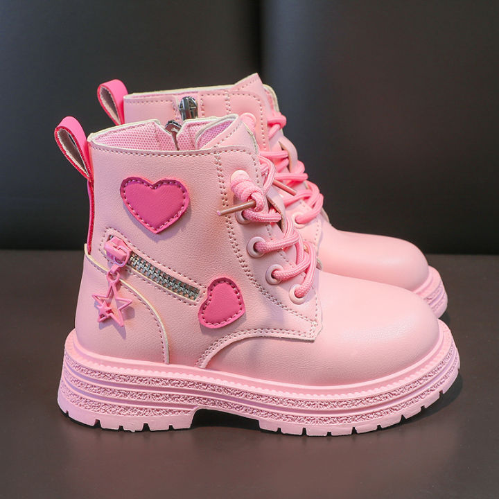 Girls%20Boots%20Kids%20Fashion%20%20Boots%20Cool%20Girl%20Autumn%20and%20Winter%20Cotton%20Soft%20Sole%20Pink%20with%20Love%20Side%20Zip%20Princess%20Round-toe%20PU%20-%20Image%203