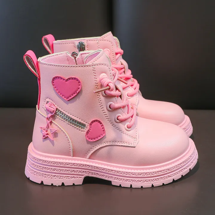 Girls%20Boots%20Kids%20Fashion%20%20Boots%20Cool%20Girl%20Autumn%20and%20Winter%20Cotton%20Soft%20Sole%20Pink%20with%20Love%20Side%20Zip%20Princess%20Round-toe%20PU%20-%20Image%203
