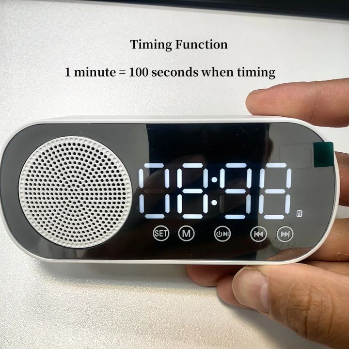 USB Plug-in Mirror Digital Alarm Clock Timer Support TF FM Radio 2 ...
