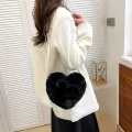 Simple Styles Plush Heart-shaped Handbags Women Handbag Diagonal Crossbody Bag Peach Heart Versatile Fashion Wallet. 