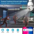 E27 Bulb Camera 4X Digital Zoom AI Human Motion Detect Full Color Night Vision Surveillance Camera. 