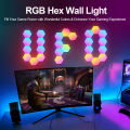 RGB Smart Hexagonal Wall Lamp Color changing Ambient Night Light DIY Shape Music Rhythm APP For Game Room Bedroom Intelligent. 