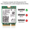 WiFi 6 Wifi Card AX201 AX201NGW 3000Mbps Dual Band 2.4Ghz/5Ghz 2.4Gbps 2400Mbps+574Mbps M.2 Key E CNVio 2 Wireless Card. 