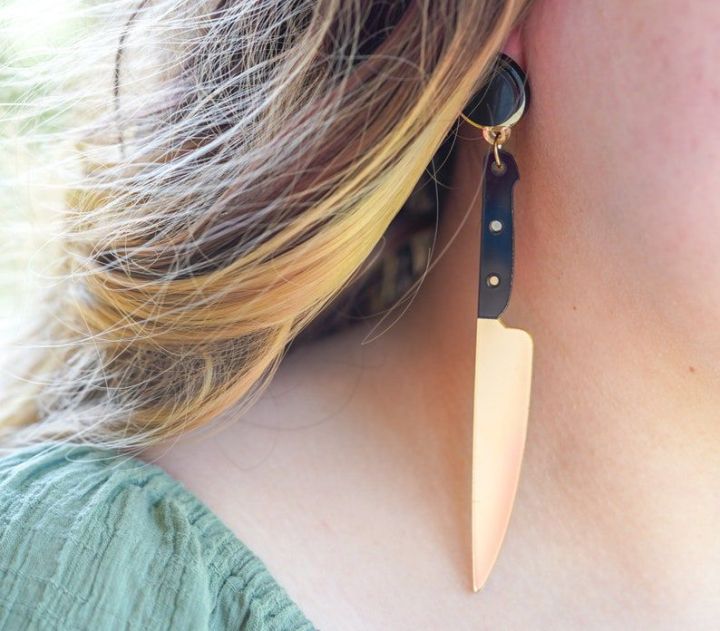 Knife Long Drop Dangle Earrings Women Mirror Acrylic Accessory Birthday Jewelry Gifts