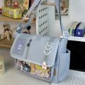 Y2K Japanese Harajuku School Bags for Teenage Girls New 2024 Transparent Itabag Crossbody Bag DIY Badges Display Plate Ita Bag. 