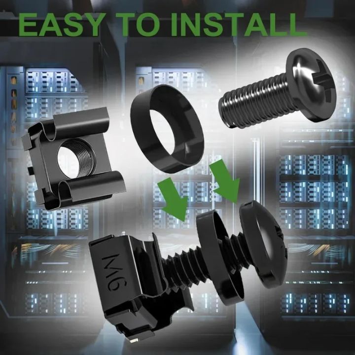 Switch Racking Lock Nuts 120Pcs Rack Mount Cage Screws Nuts Washers and Self-Locking Cable Ties ...