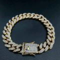 New Elegant Men Fashion Bracelet, High-Quality Alloy Chain with CZ Crystals, Stylish Accessory. 
