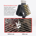 BBQ Cleaning Brush Copper Wire Sponge Shovel Barbecue Grill Oven Cleaning Long Handle 3 in 1 Corner Copper Wire Brush BBQ Tools. 
