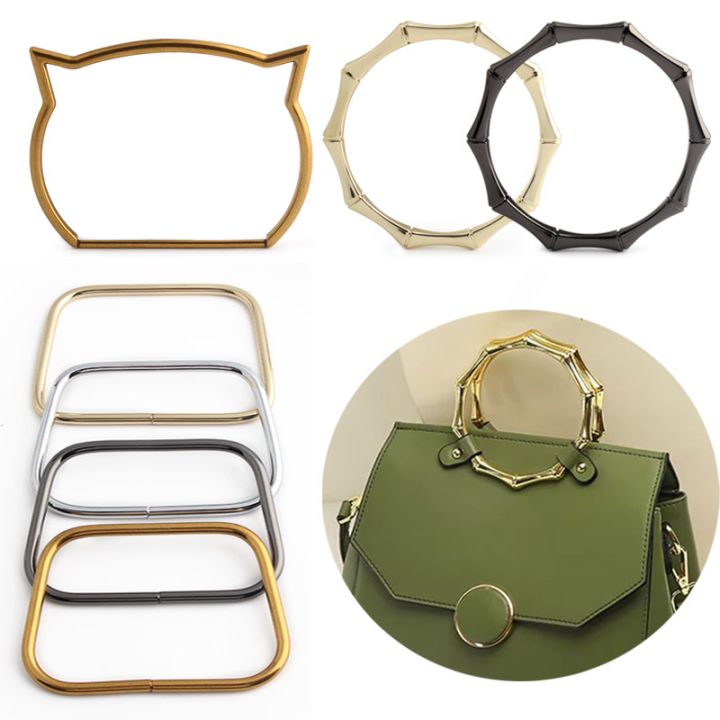 2/4/6/10 PCS Cat Bamboo Shaped Bag Metal Handle Crossbody Bag O-Shaped Replaceable Handle DIY Sewing Hardware Accessories