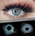 Dark Blue Color Eye Contact Lenses Soft + Free Kit Case and Water. 